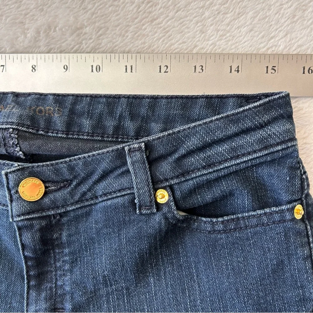 Michael Kors Women's Jeans Size 6P Blue Denim Skinny Stretch Ankle Zip Logo